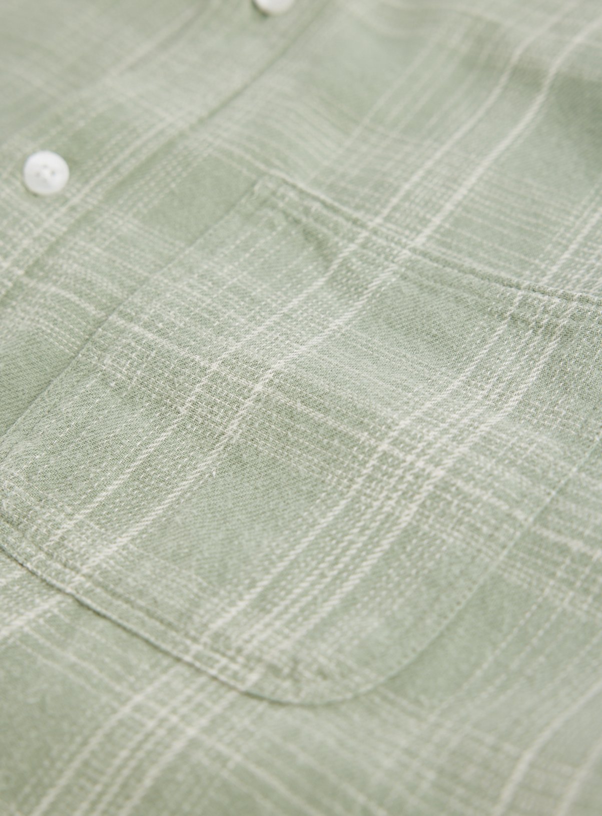 Green Checked Brushed Long Sleeve Shirt S - Image 4 thumbnail